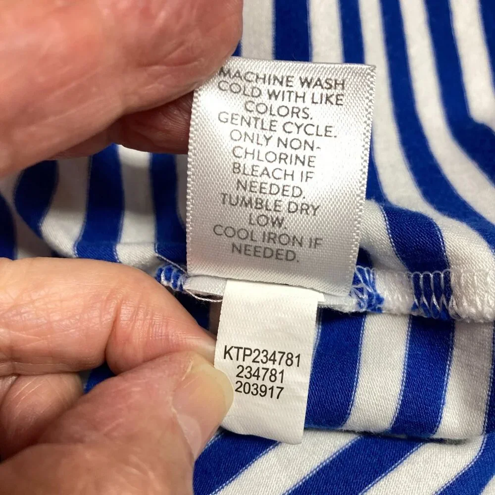 J Jill Striped T-Shirt, Size Small, Luxe Supima Elbow Short Sleeve, Blue & White - Picture 8 of 8